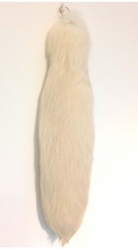 White-cream fox fur tail - Key chain